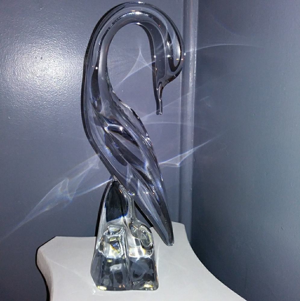 Vintage Daum Frace Crystal Crane Sculpture